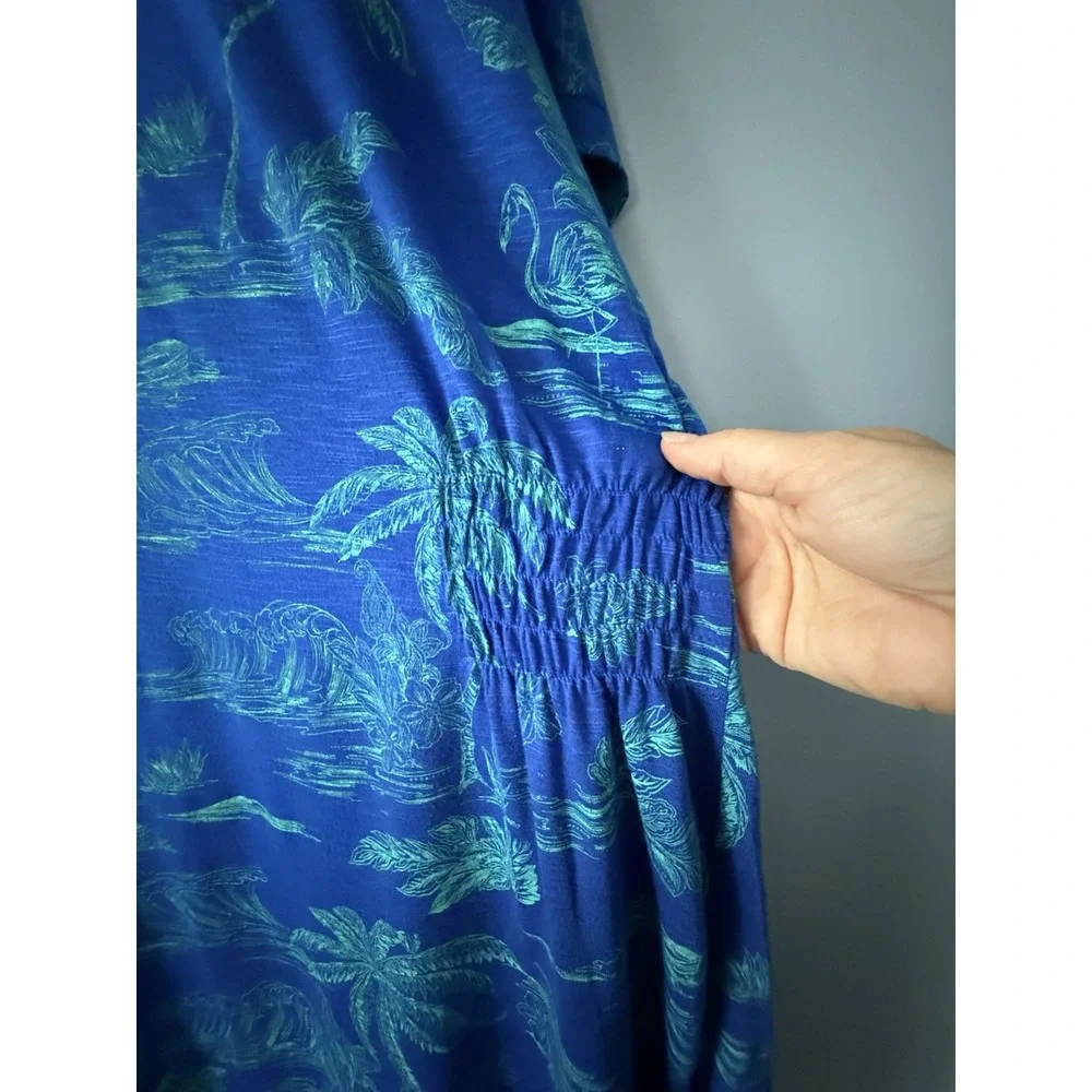 Outdoor Oasis One Size Royal Blue Gauzy Beach Pool Swim Cover Up Tunic Kimono - Picture 4 of 11